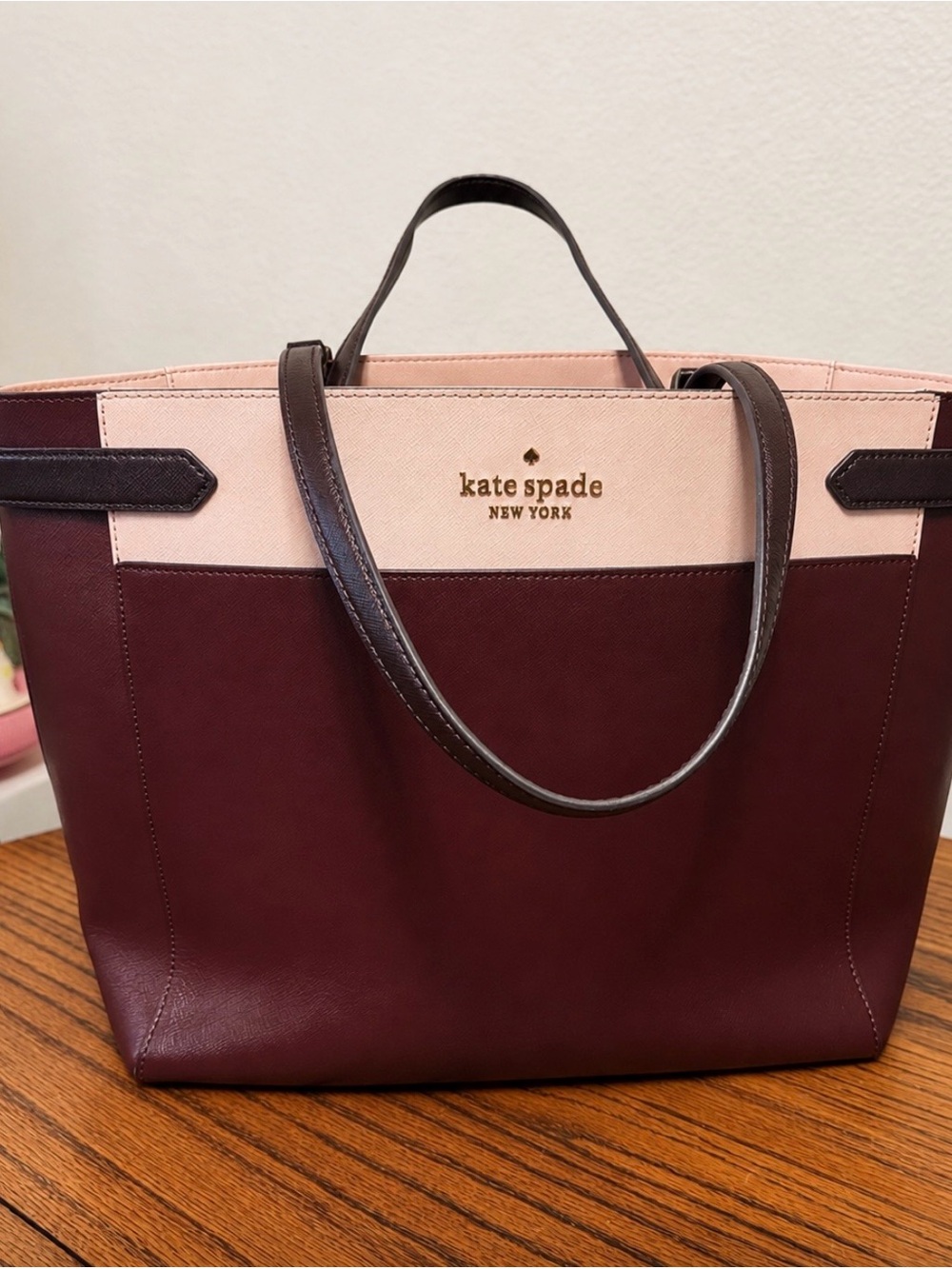 kate spade Two-Tone Burgundy large fall transition travel tote or work
